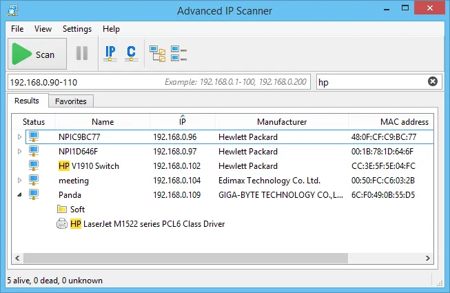 Advanced IP Scanner interface screenshot