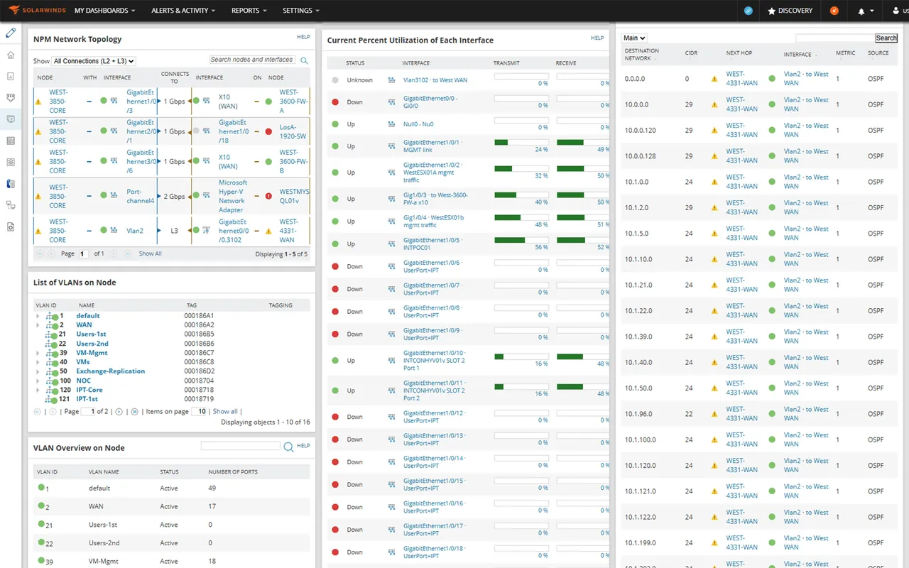 SolarWinds NPM interface screenshot